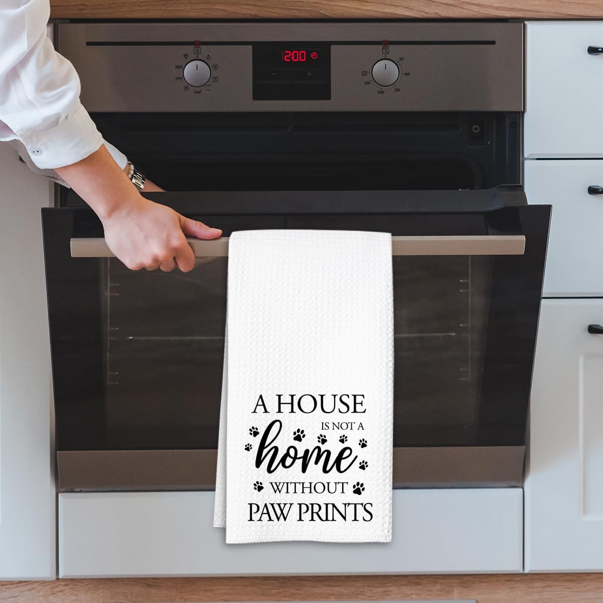 Dog Hand Towel, A House is Not a Home Without Paw Prints, Waffle Weave Microfiber Pet Kitchen Towel, Cute Decor for Dog Lovers