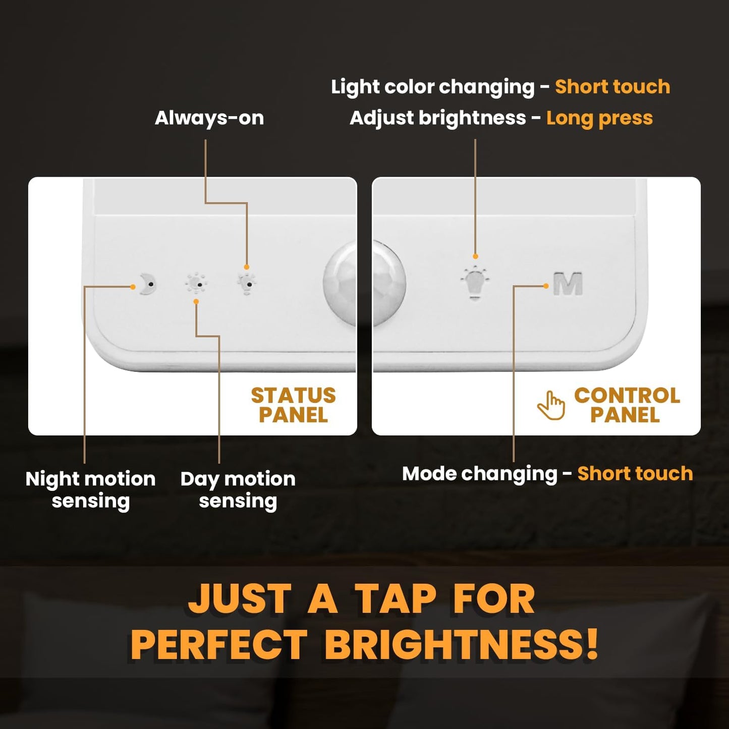 Motion Sensor Light Indoor Rechargeable, Battery Night Light 2000mAh, Motion Activated Night Lights Stick on 2 Pack, Dimmable Stair Lights for Bathroom, Hallway, Kitchen, Traveling