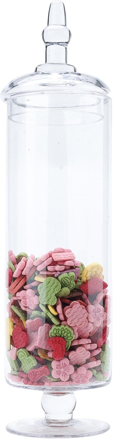 Large Glass Apothecary Jars with Lids, Tall Glass Canister, Candy Jar for Candy Buffet, Classic Footed Decorative Jars for Wedding and Party (Height: 20", Diameter: 5.5")