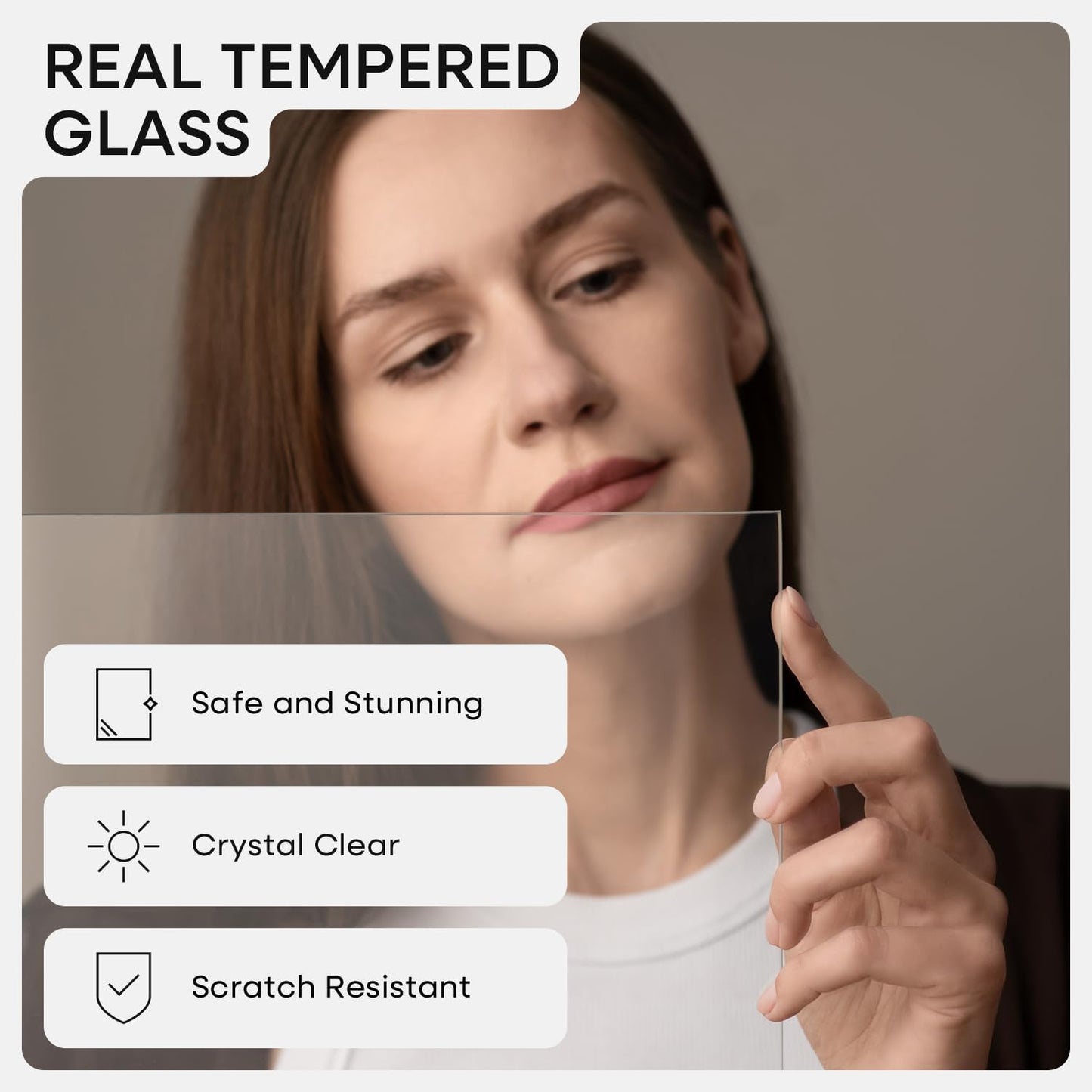 Homeforia 16x16 Brown Picture Frame, High End Dark Oak 16 x 16 Square Wood Frame with Mat 12 x 12 for Photo, 16by16 Wooden Walnut Poster Frame Matted to 12x12 Print, Tempered Glass, Wall Kit, Set of 1