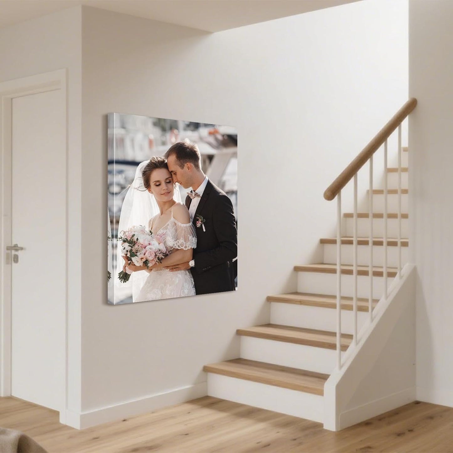 Personalized Custom Canvas Prints with Your Photos & Text, Customized Picture Print, Transform Own Images Into Framed Wall Art Digitally Printed Photo to Canvas, Keepsakes Gifts for Family 12x16’’