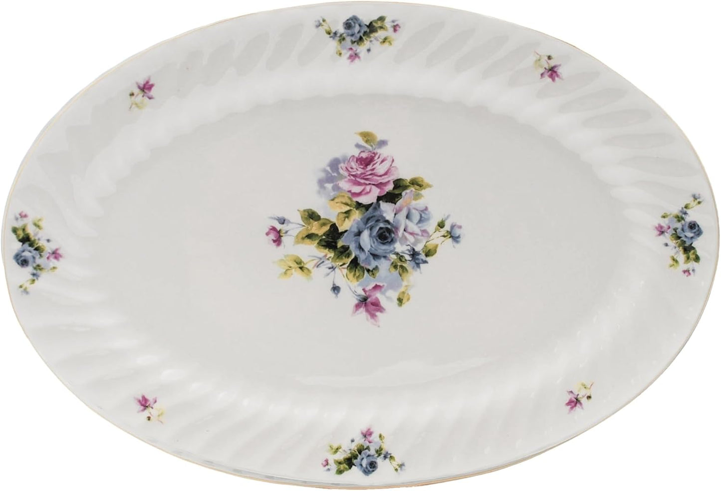 Lynns Paradise Serafina 14-Inch Oval Platter, Set of 2, Purple; Heavy Duty; Chip Resistant; Lead and Cadmium Free; Freezer to Oven Safe up to 500°F