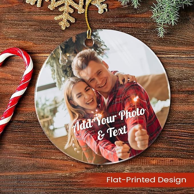 Personalized Custom Photo Round Acrylic Ornaments - Create Keepsake Gifts for Couple, Wife, Husband, Boyfriend, Girlfriend