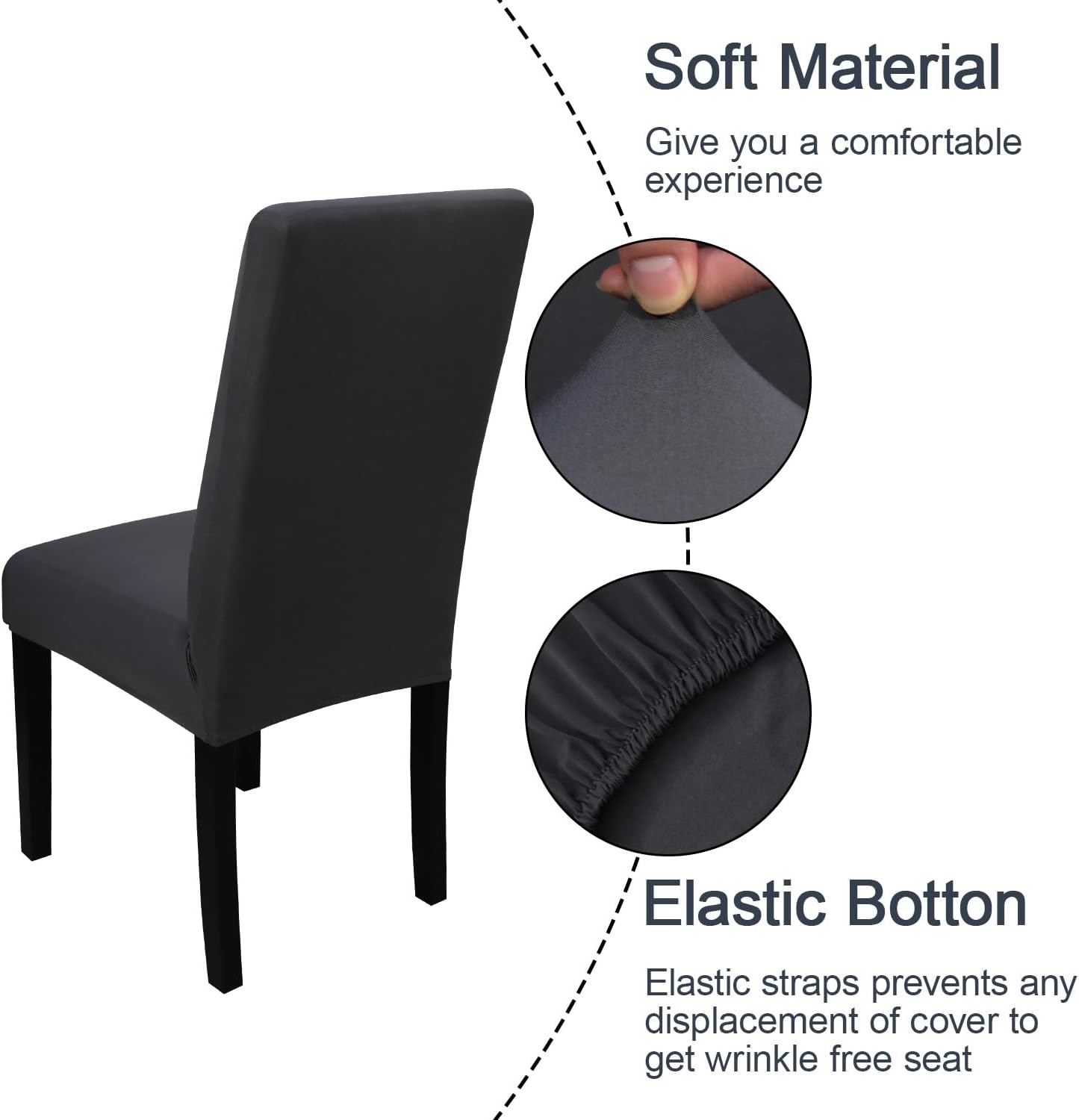 JQinHome Dining Room Chair Covers Set of 12, High Stretch Chair Slipcover Removable Washable Chair Seat Protector Cover for Home Party Hotel Wedding Ceremony (Grey)