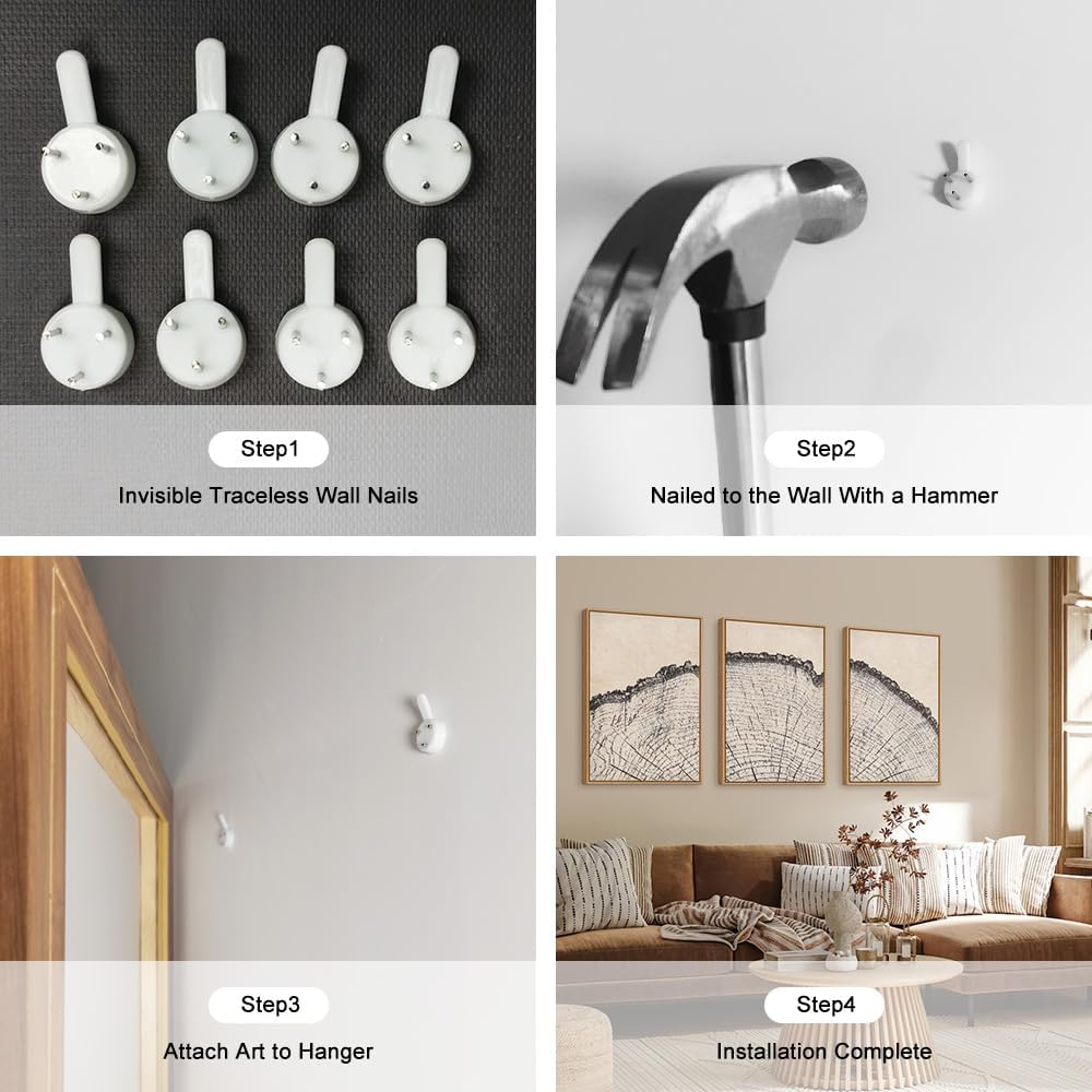 HPINUB Vintage Wood Tree Rings Wall Art Set, Framed Canvas Paintings, Black and White Nature-Inspired Decorative for Modern Home Decor for Living Room, Bedroom, Dining Room, Office- 24"x36"x3