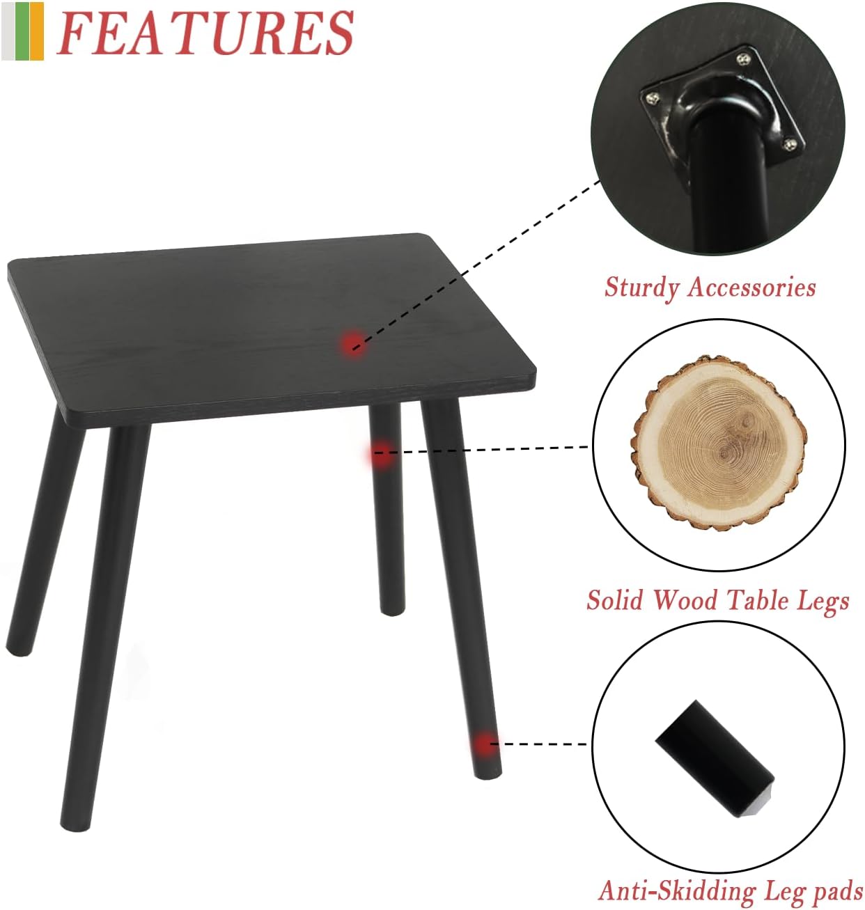 AWASEN Side Table, Small Black End Table for Living Room Bedroom Office Small Spaces, Modern Accent Side Table Nightstand with Solid Wood, Easy Assembly, (Black)