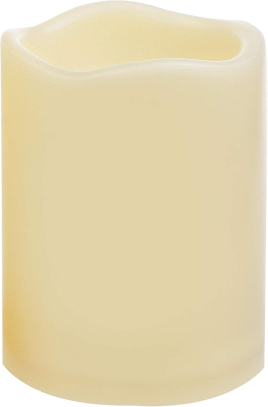 CANDLE CHOICE Waterproof Outdoor Battery Operated Flameless Pillar Candle with Timer Realistic Flickering Plastic Fake Electric LED Light for Lantern Garden Wedding Christmas Decorations 3x4 Inches