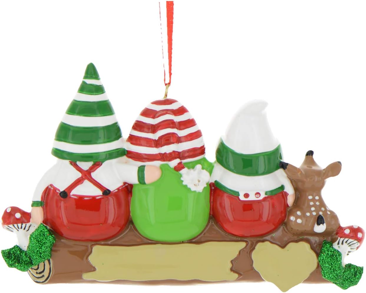 3D Gnome Family of 3 Christmas Ornament 2025 Personalized Family Christmas Ornaments 2025 | Gnomes Log Mushrooms, Deer Personalized Tree Ornaments Customizable Gifts Woodland Gnomes of Three Ornament