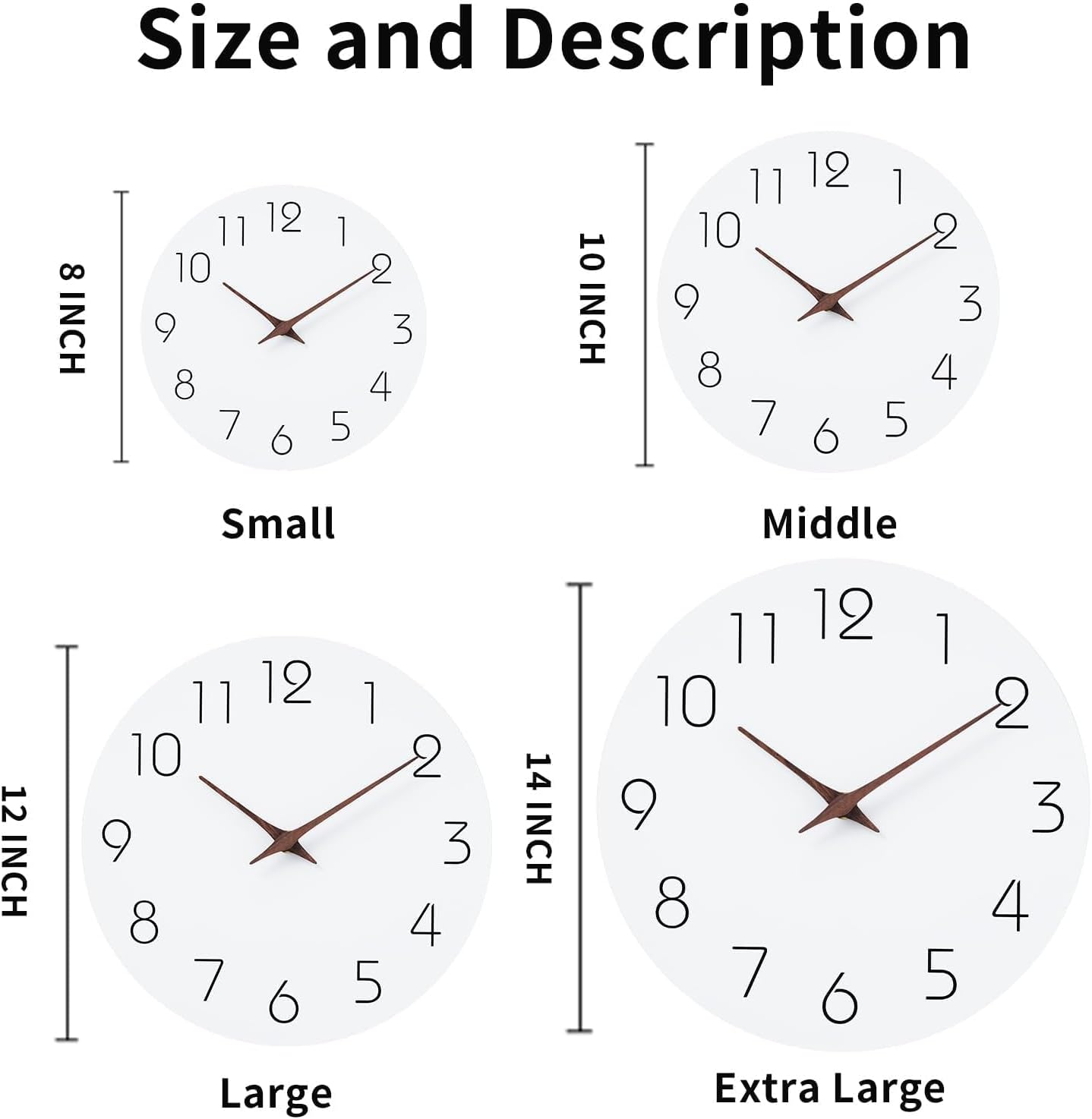 Mosewa Wall Clock 10 Inch Silent Non Ticking Wood Battery Operated Wooden White Modern Office Simple Minimalist Decorative for Kitchen Home Bathroom Living Room