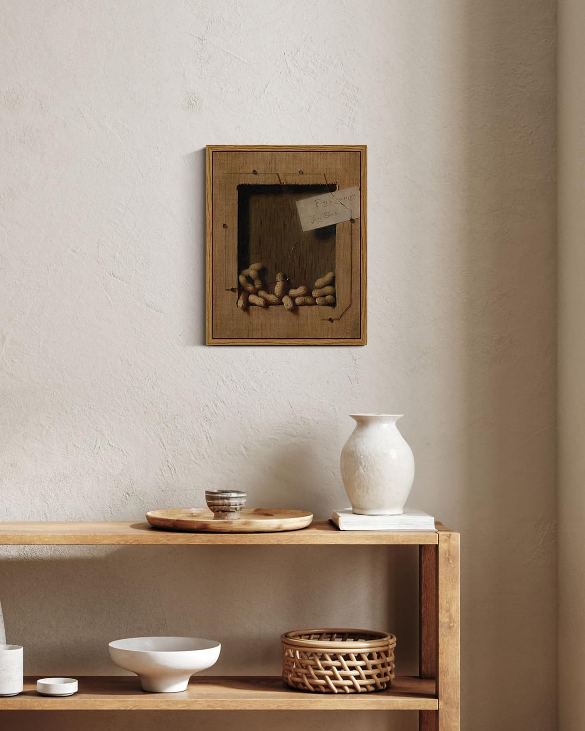 VIYYIEA Framed Canvas Wall Art Home Decor Vintage Peanuts Still Life Art Home Decor Funny Boho Wall Picture Floating Shelf Decor Classical Farmhouse Oil Painting for Kitchen Dining Decor 8x10in