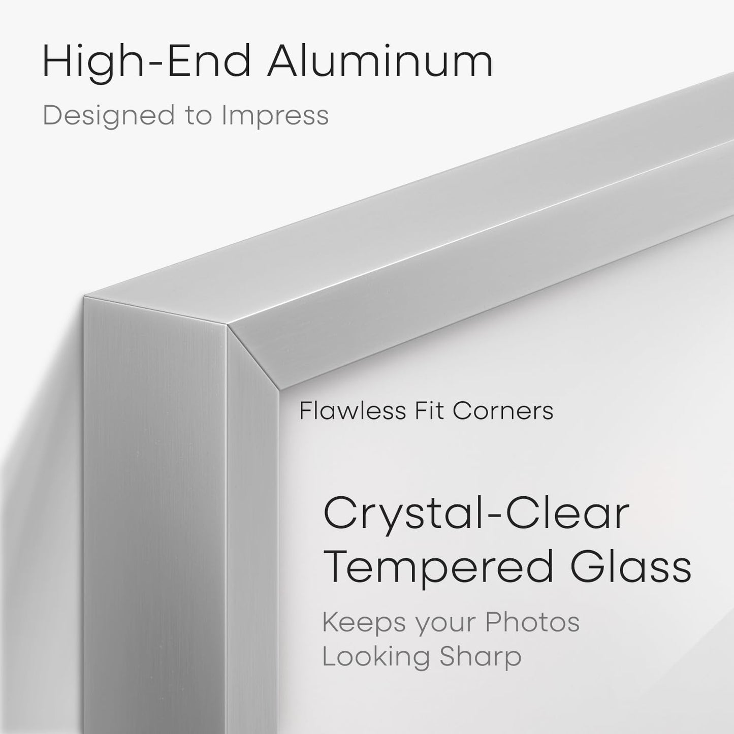 Homeforia Silver Photo Frame 6x8, High End Metal 6 x 8 Silver Picture Frames with Mat 5 x 7, 6by8 Desk Frame Matted to 5x7 inch Art, 6 by 8 Wall or Tabletop Frames, Tempered Glass, Wall Kit, Set of 1