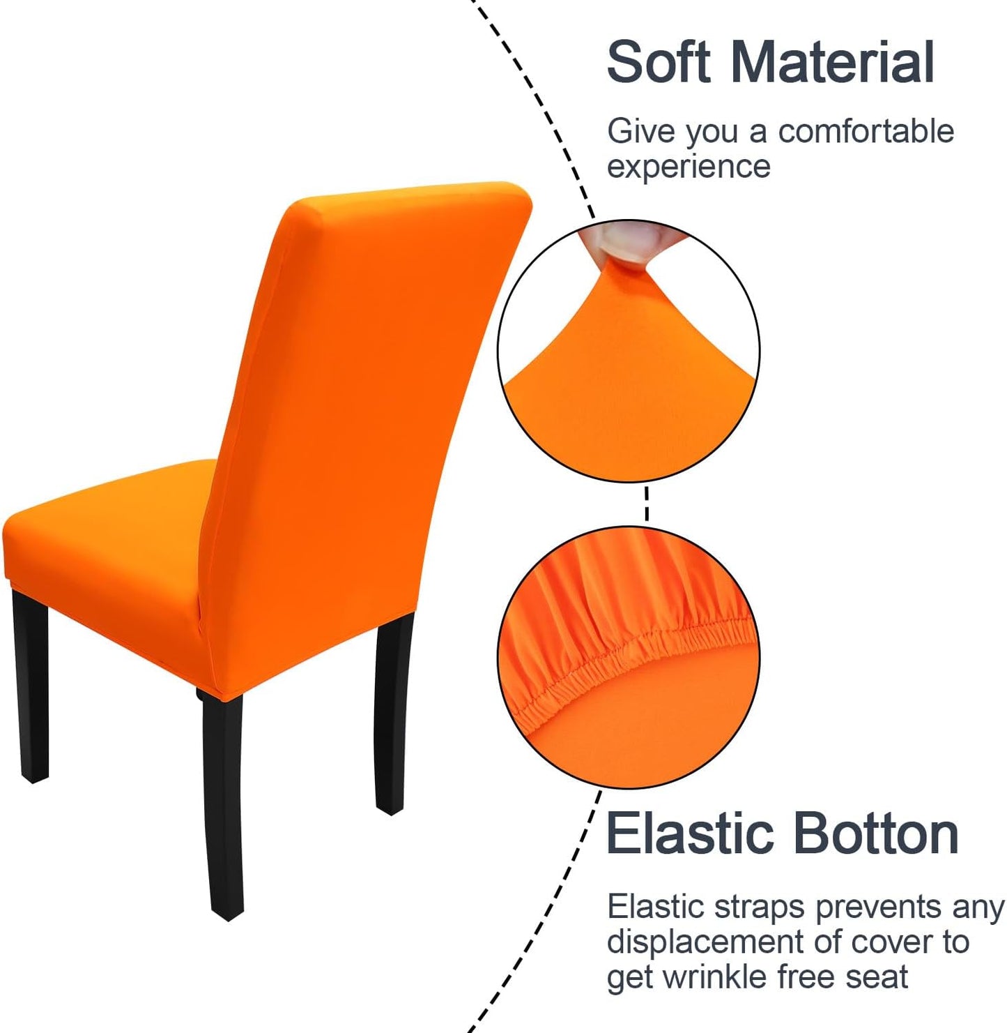 JQinHome Dining Chair Slipcover, High Stretch Removable Washable Chair Seat Protector Cover Set of 4,Chair Covers for Halloween Dining Room, Kitchen,Home Party,Wedding Ceremony(Orange, 4PC)