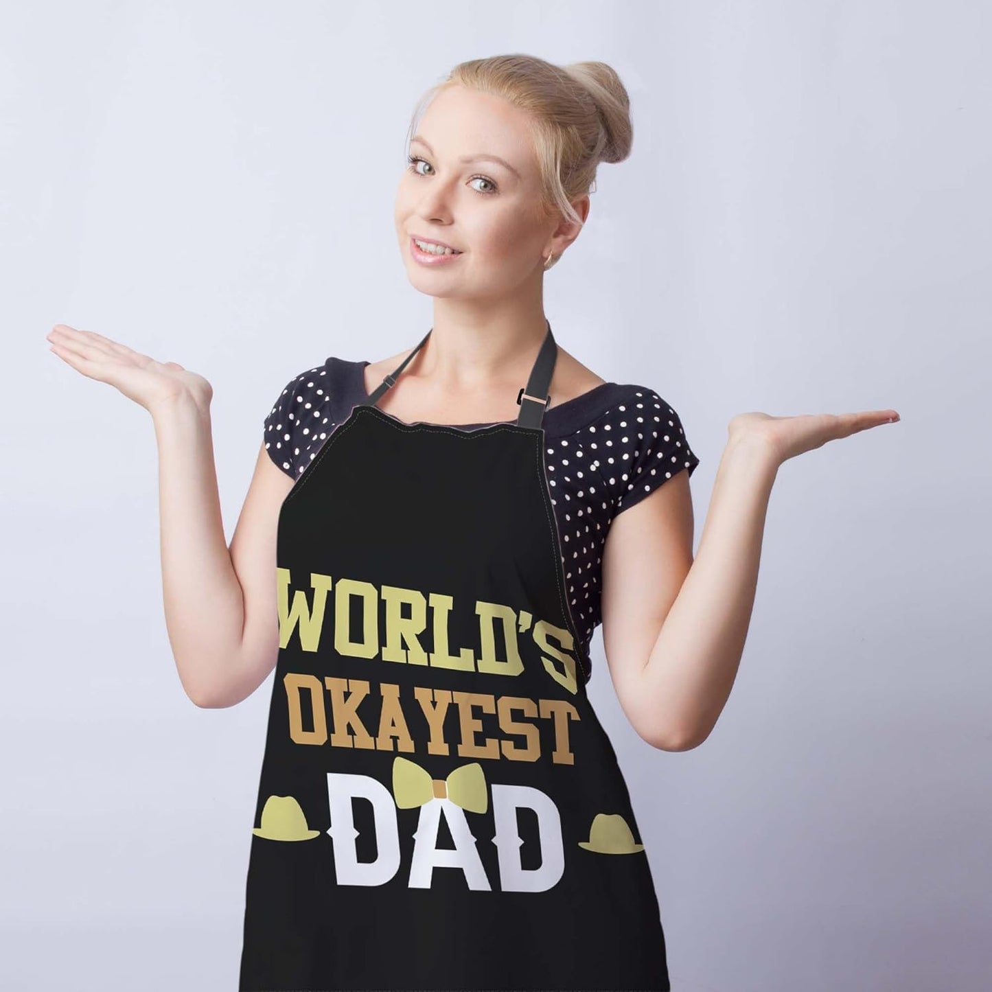 Baking Apron for Women World’s Okayest Dad Mans Aprons for Cooking Funny for Kitchen Cooking Restaurant BBQ Painting Crafting 27” (W) x 31” (H), Waterproof Aprons