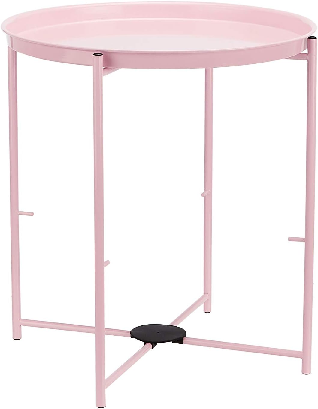Amazon Basics Round Storage End Table, Side Table with Cloth Basket, Dusty Pink, 17.7"D x 17.7"W x 18.9"H