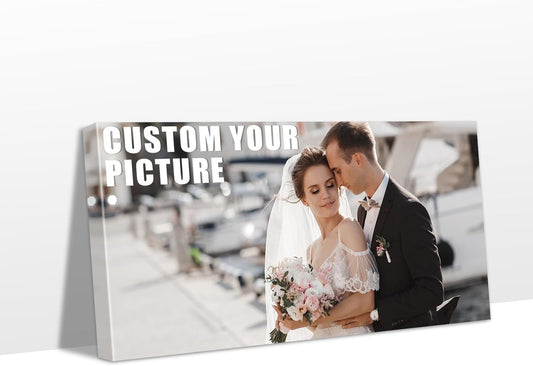 Personalized Custom Canvas Prints with Your Photos & Text, Customized Picture Print, Transform Own Images Into Framed Wall Art Digitally Printed Photo to Canvas, Keepsakes Gifts for Family 16x8’’