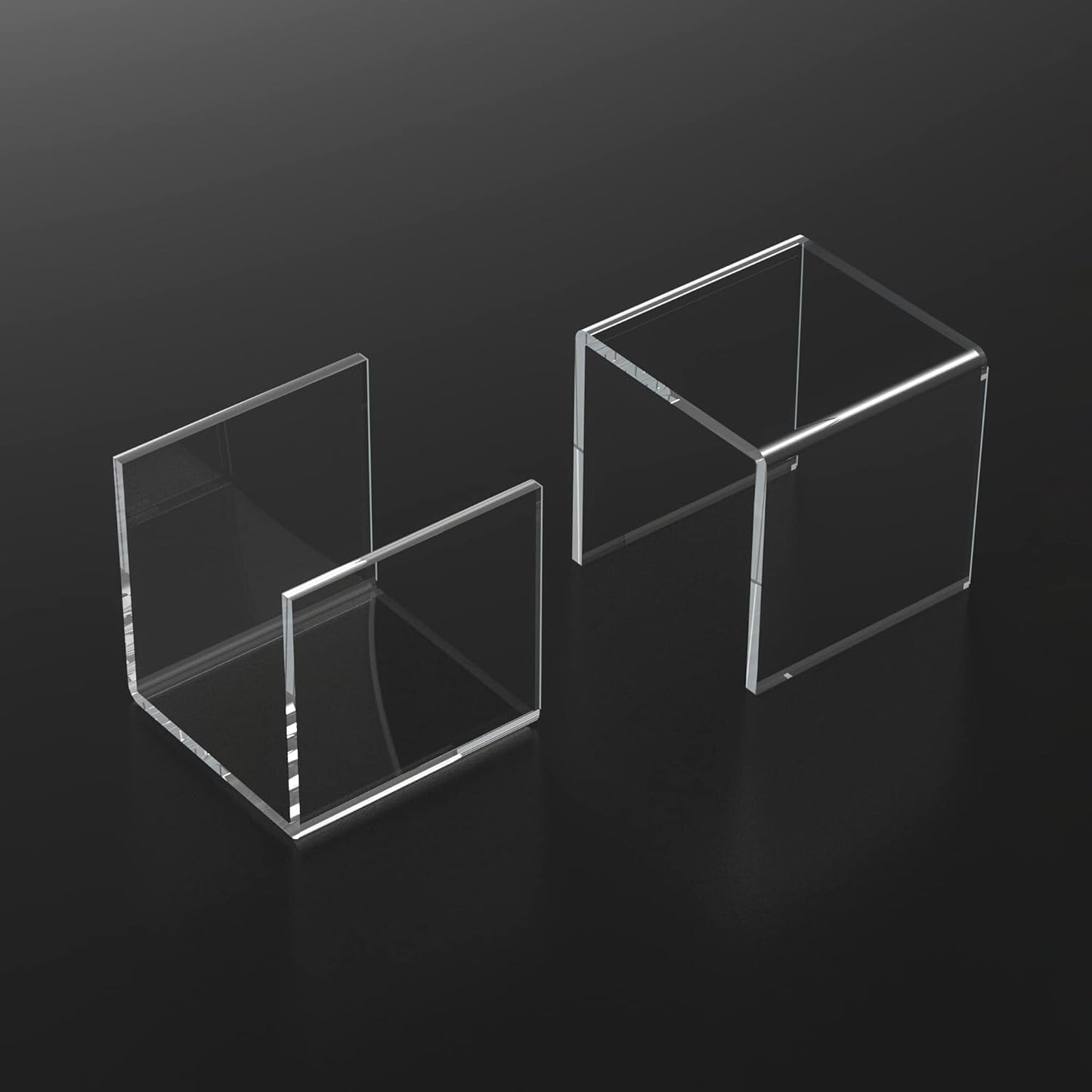 Square Acrylic Shelf Risers 3pcs, Acrylic Dessert Table Display Set, Clear Acrylic Showcase Collectibles Display Shelf for Funko Pop, Cupcake, Toys, Watches, Table Decorations - 4''x5''x6''