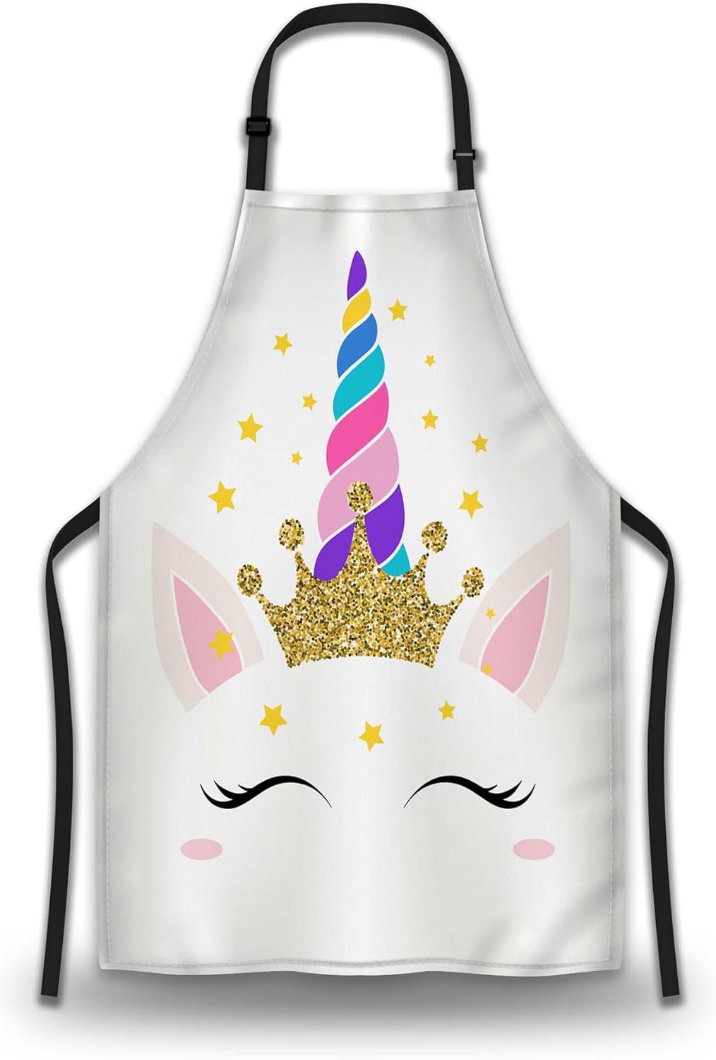 Chef Apron for Men Unicorn Queen Magic Eyes Eyelashes Vintage Aprons for Women for Kitchen Cooking Restaurant BBQ Painting Crafting 27” (W) x 31” (H), Waterproof Apron