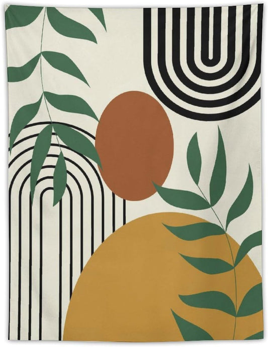 ICMOLYYENLO Boho Plant Aesthetic Tapestry, Abstract Medieval Arch Sun Home Aesthetic Wall Hanging For Bedroom Living Room Dormitory Tapestry 40x60 Inches