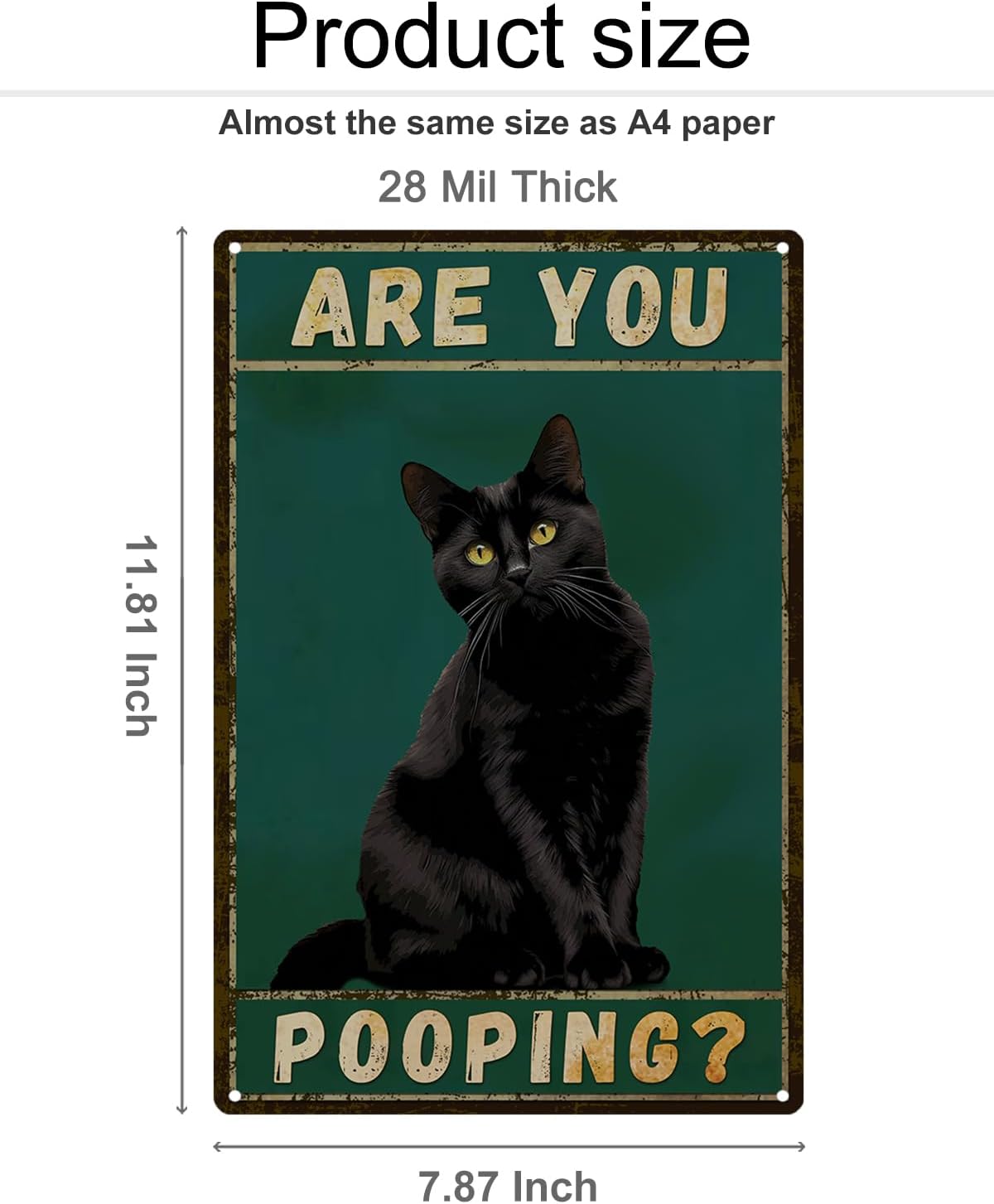 ALKB Funny Black Cat Sign Are You Pooping Metal Signs Black Cat Gift Vintage Bathroom Wall Decor 8 x 12 Inch