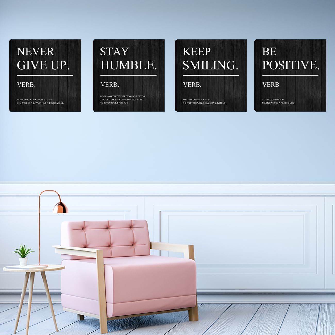 Motivational Wall Art, Office Wall Art Inspirational Quotes Canvas Art for Home Office Wall Decor, Positive Wall Decor Painting Poster Artwork for Company Living Room Bedroom Corridor 12”X12”X4