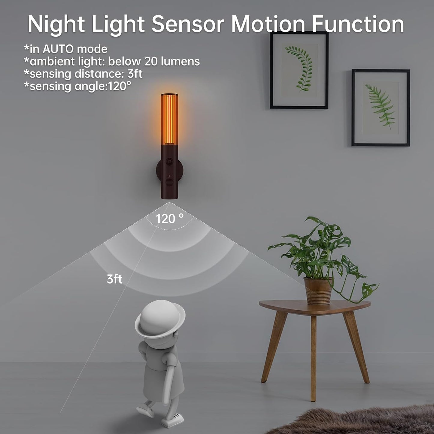 Koopala Motion Sensor LED Night Lights, Rechargeable Battery Operated Indoor Smart Motion Detector Nightlights with 3 Modes&3 Brightness, Auto Body Sensor Wall Lamps for Closet Stairway Cabinet