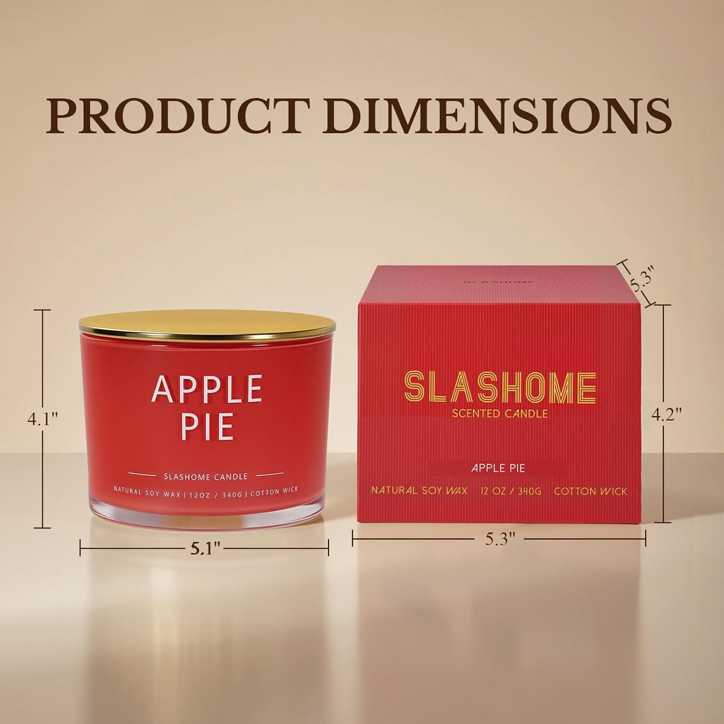 Apple Pie Fall Candle, Large 12oz 3 Wick Luxury Candle, Elegant Autumn Gift for Women & Men, 60+ Hour Burn Time & Non-Toxic, Cozy Fall & Halloween Home Decor