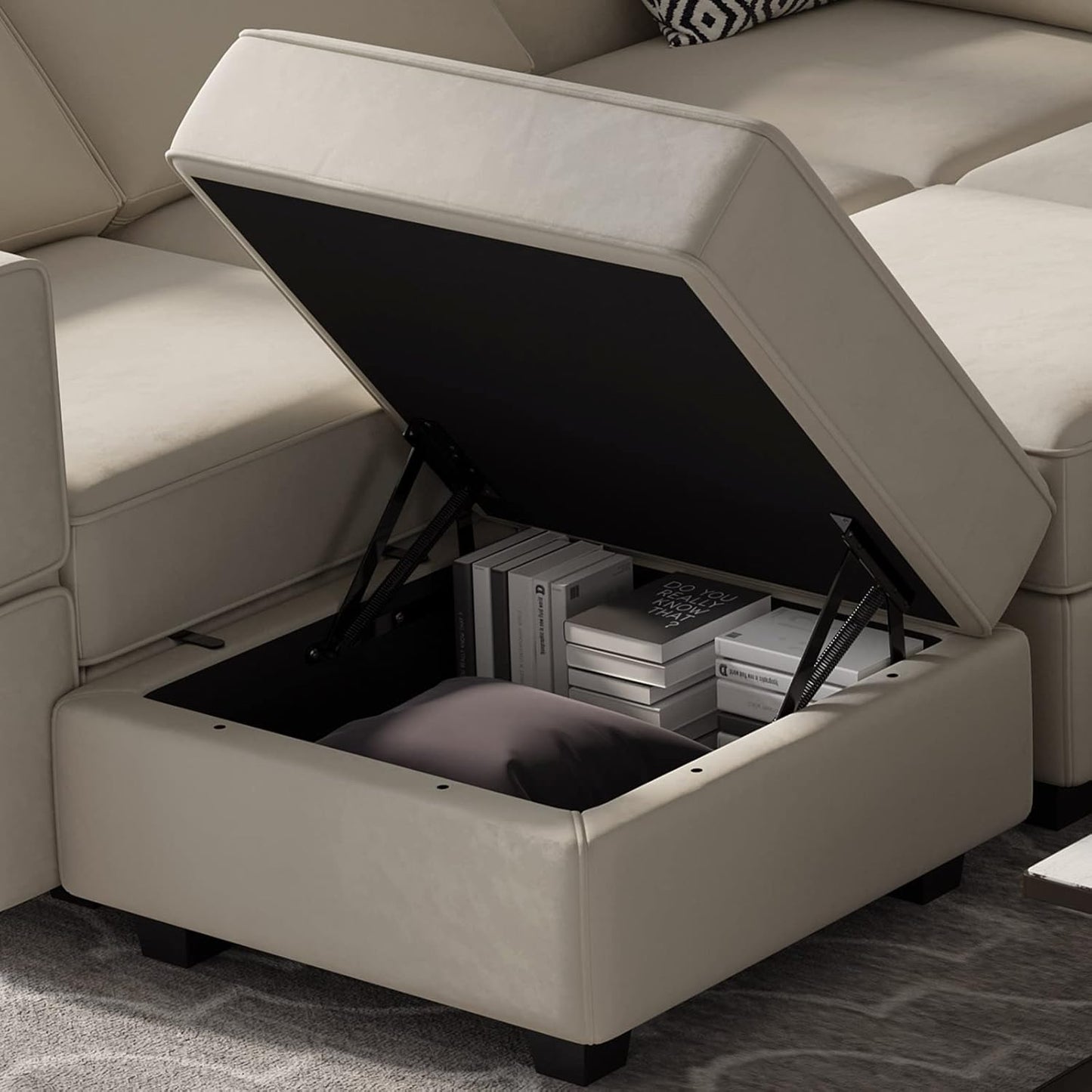 Belffin Modular Sectional Sofa with Reversible Chaise L Shaped Couch with Ottoman Modular Sofa Couch with Storage Grey