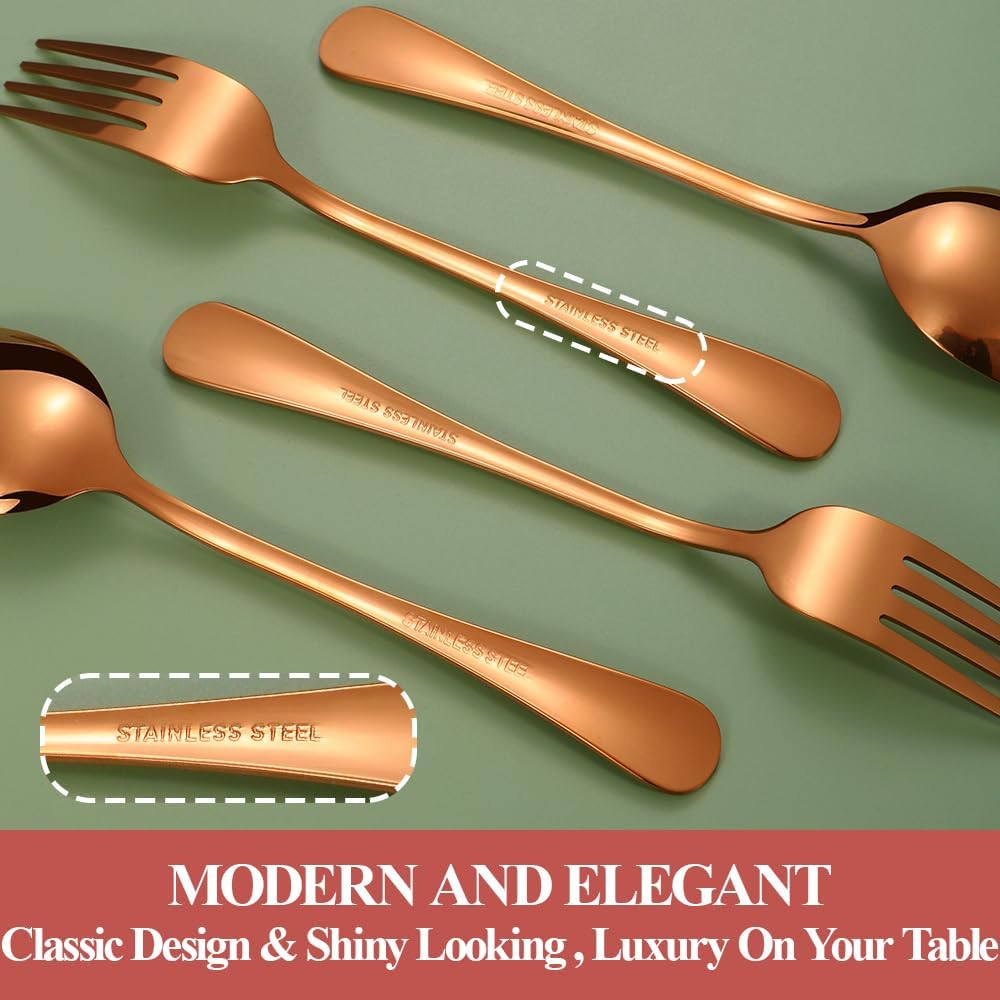 30 Pcs Rose Gold Silverware Set for 6, Food Grade Stainless Steel Flatware Set, Eating Utensils Sets Include Fork/Knife/Spoon,Home Kitchen Tableware Set, Reusable Cutlery Set, Dishwasher Safe