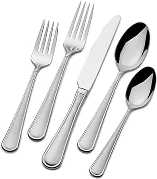 Mikasa, Virtuoso Frost Flatware Service for 12, 65 Piece Set, 18/10 Stainless Steel, Silverware Set with Serving Utensils