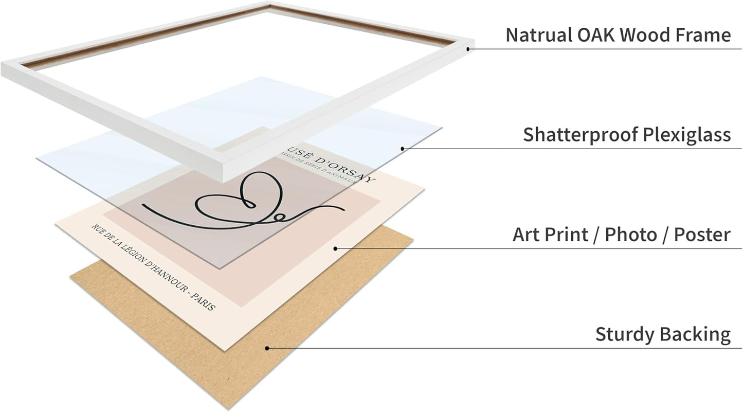 Poster Master Vintage Poster - Retro One Line Butterfly Drawing Print - Butterfly Line Art - Minimal Gift for Him, Her, Animal Lover - Abstract Decor for Home, Office, 11x14 White Framed