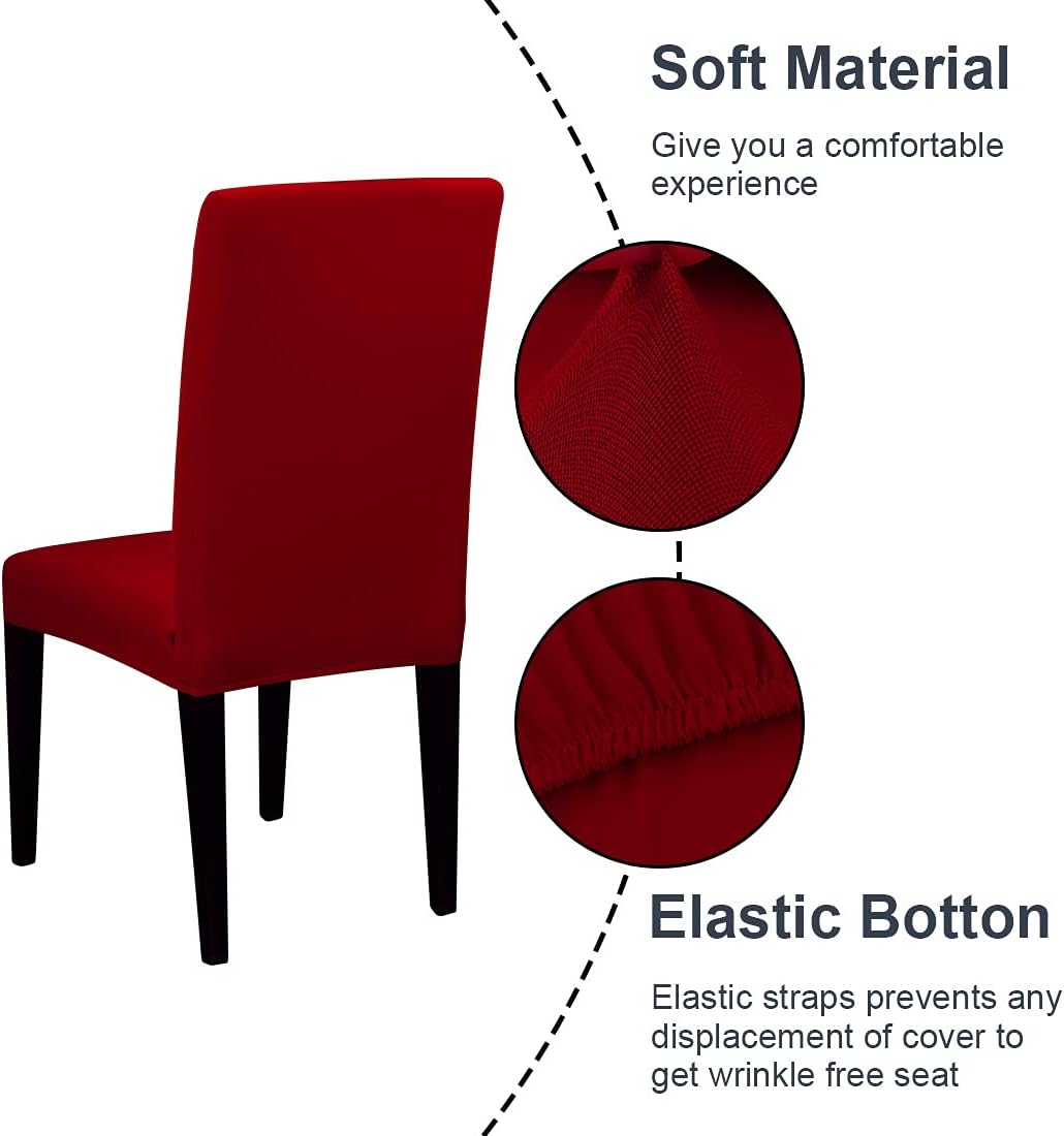 JQinHome 4 Pcs Dining Chair Slipcover, High Stretch Removable Washable Chair Seat Protector Cover for Home Party Hotel Wedding Ceremony