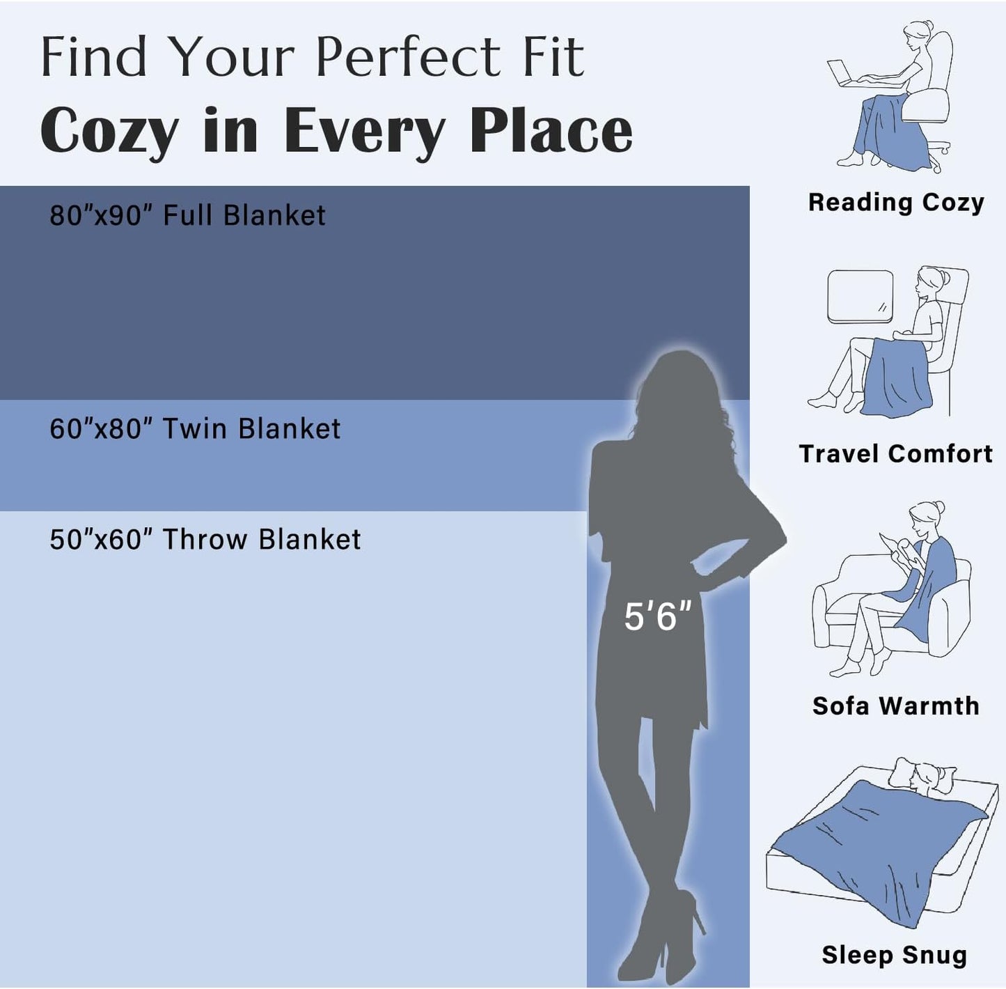 jinchan Boho 100% Cotton Blanket Muslin 50x60 Inches Lightweight 3-Layer Geometric Cross Pattern Reversible Quilt Throw Soft Breathable Comfy All Seasons for Couch Bed Decor, Blue