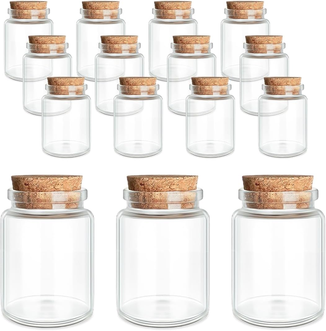 JIUYUE 15 pcs 80 ml Small Glass Vials,Glass Bottle Small(2.7 oz-1.85x2.75 inch)
