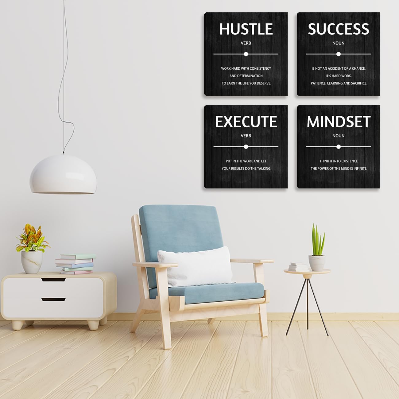 Motivational Wall Decor Inspirational Office Quotes for Living Room Bedroom Canvas Posters Painting 4 Pieces Wall Art Framed Modern Quotes Artwork Wall Decoration Home Decor Office Decor 12”X12”X4