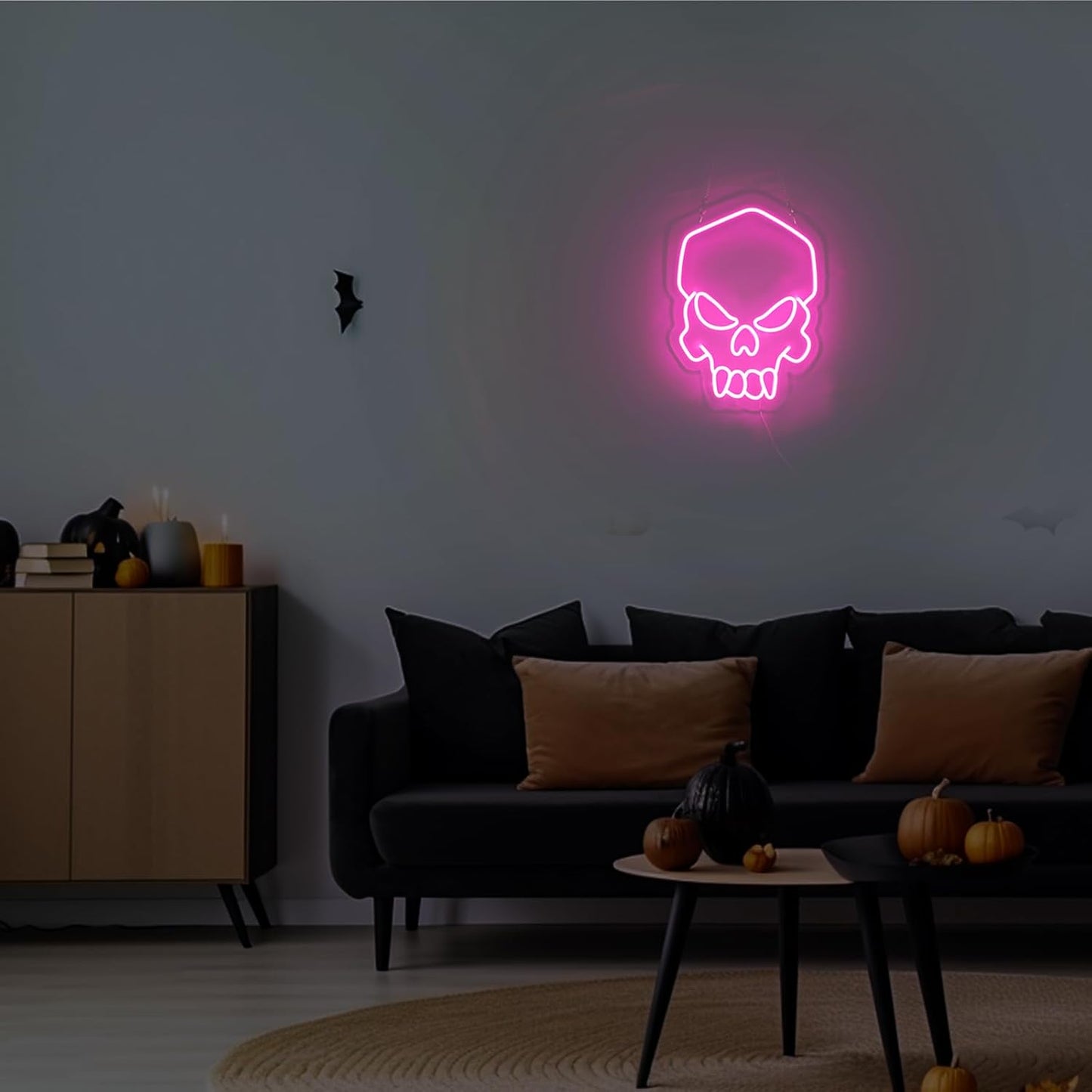 Skull Neon Sign Pink,Halloween Neon Light for Wall Decor, Skeleton LED Neon Sign for Beer Bar Bedroom Art,Skull Head Neon Lights Suitable for Computer Room,5V USB Power 15.75 * 11.8in(Non-Dimmable)