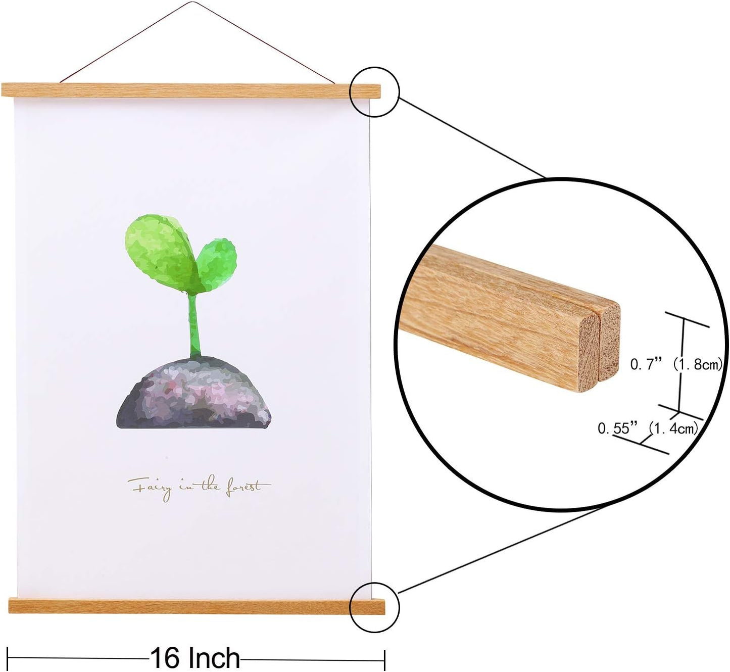 FALAMON Magnetic Poster Hanger Frame, 18x12 18x24 18x28 Teak Wood Magnet Poster Frame for Posters, Prints, Photos, Pictures, Maps, Scrolls, and Canvas Artwork