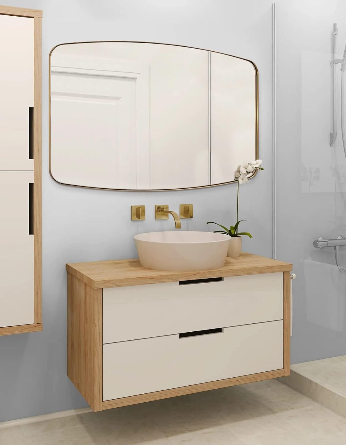 ANDY STAR Gold Mirror, 30x48’’ Brushed Gold Oval Mirror for Bathroom, Oblong Mirrors with Brass Metal Frame, Oval Vanity Mirror for Modern Farmhouse Wall Decor 1”Deep Set Design