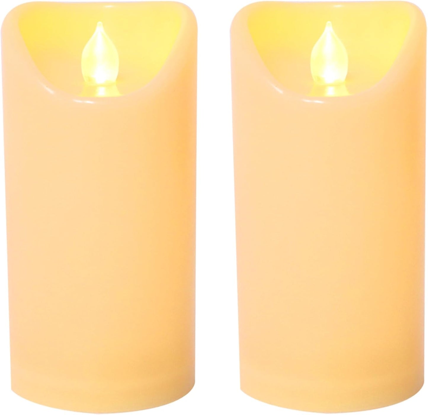 CANDLE CHOICE Outdoor Battery Operated Flameless Candles with Remote Timer Waterproof Flickering Plastic Electric LED Pillar Lights for Lantern Patio Garden Wedding Party Decorations 3x6 Inches 2 PCS
