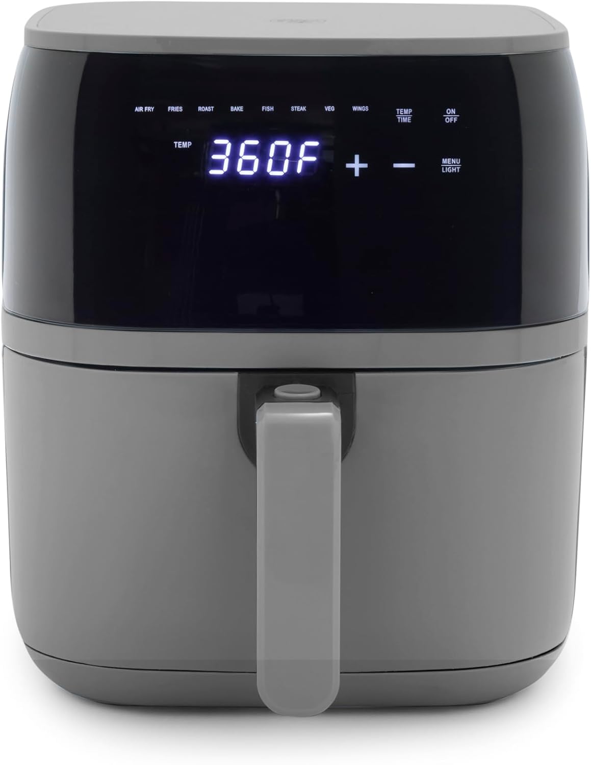 GreenLife Compact Electric Air Fryer Oven, 5.3 QT, PFAS-Free Ceramic Nonstick Drawer, 8 One Touch Digital Display, Easy View Window, Auto Shut-Off Timer, Dishwasher Safe Parts, 1500 Watts, Graphite