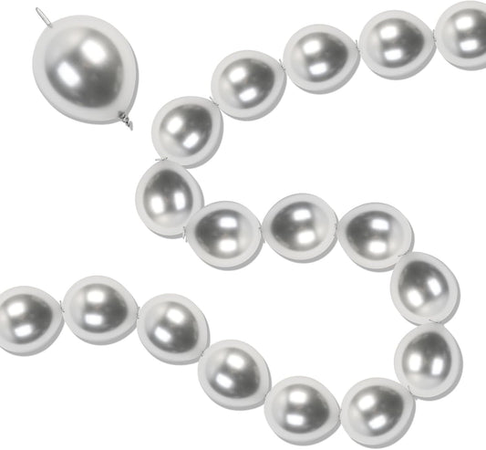 Silver Link Balloons, 60PCS Linking Balloons with Tail for Balloon Wall Arch and Chains, Quick Linkable Balloon for Wedding Birthday Baby Shower Engagement Graduation Party Decorations (6inch)