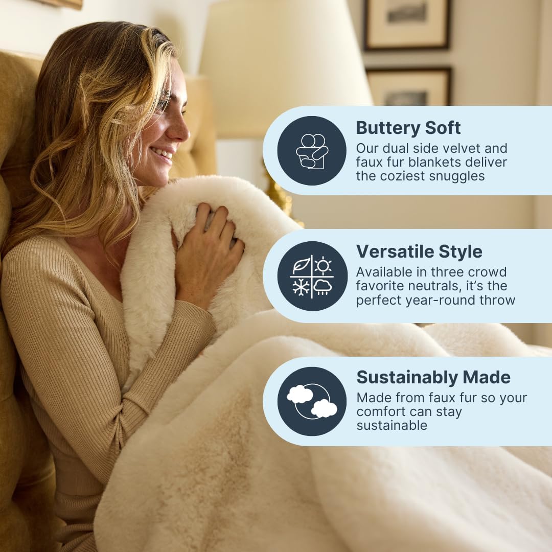 Nuzzie Snuggle Luxe Premium Soft Eco-Conscious Cozy Throw Blanket for Perfect Comfort - Vanilla (60"x80")