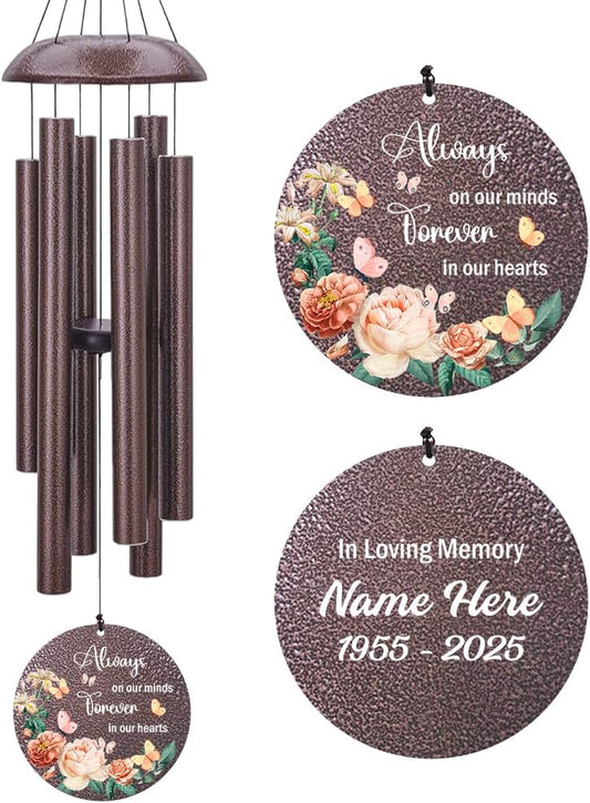 Personalized Memorial Wind Chime, Metal Wind Chime Deep Tone, Wind Chimes for Loss of Loved One, Commemorative Sympathy Bereavement Gifts, Decorative Wind Chimes Outdoor