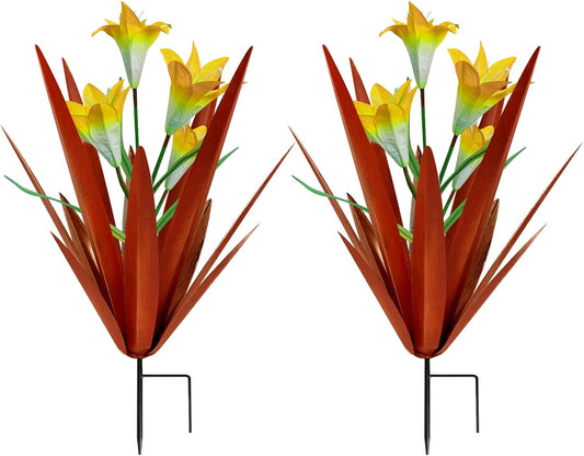 Homight Metal Agave Plant Outdoor Decoration Outdoor Garden Decoration Lily Mexican Yard Art Plant Garden Agave Lily Decorative Garden Gift… (2 Big Yellow Lilies), HM-390-345