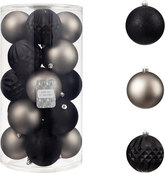 Every Day is Christmas 20ct Shatterproof Plastic Christmas Ornaments, 3.6" Round Balls, Multicolored, Christmas