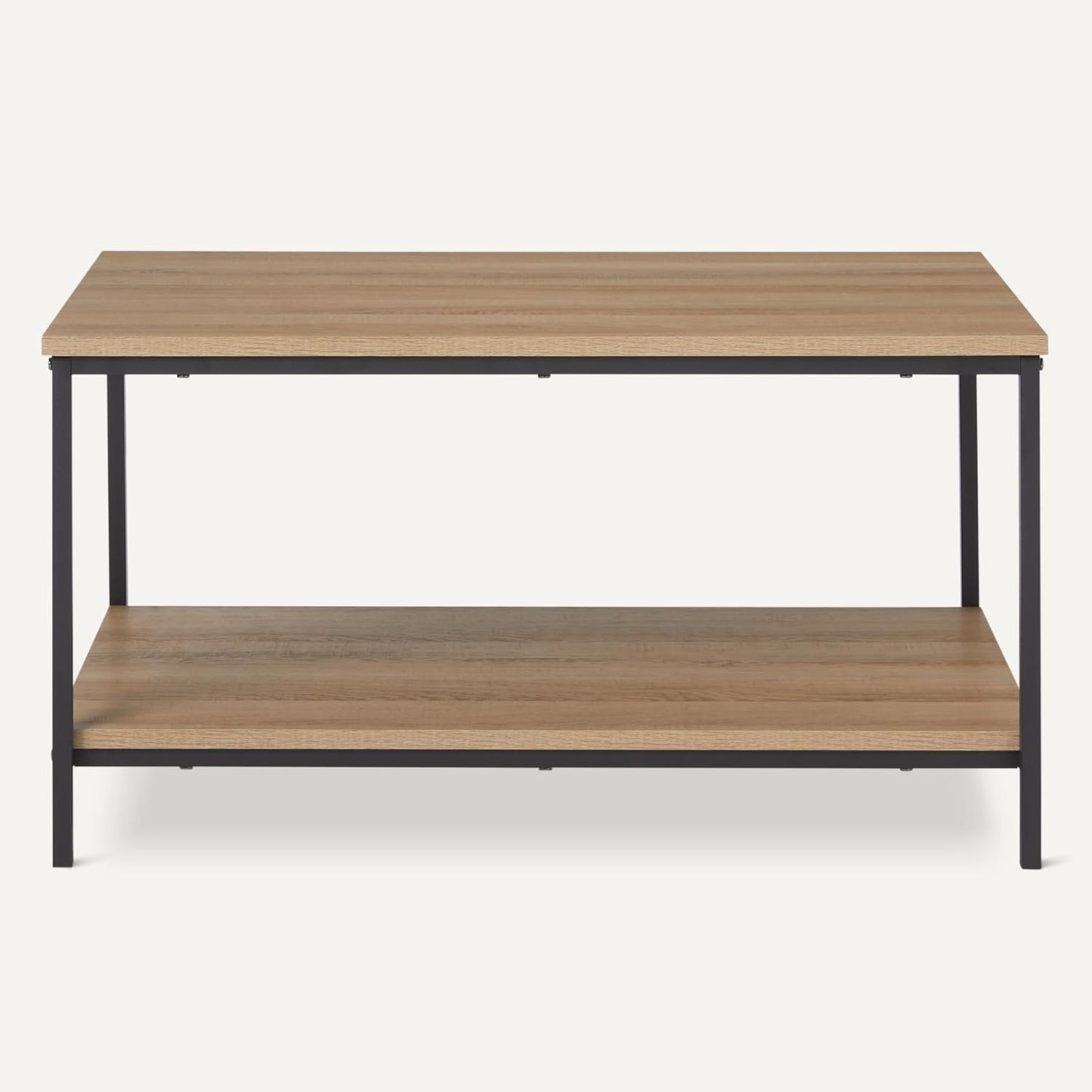 Amazon Basics Rectangular Coffee Table with Bottom Shelf, Living Room Center Table, Wooden, 19.9" D x 31.5" W x 16.5" H