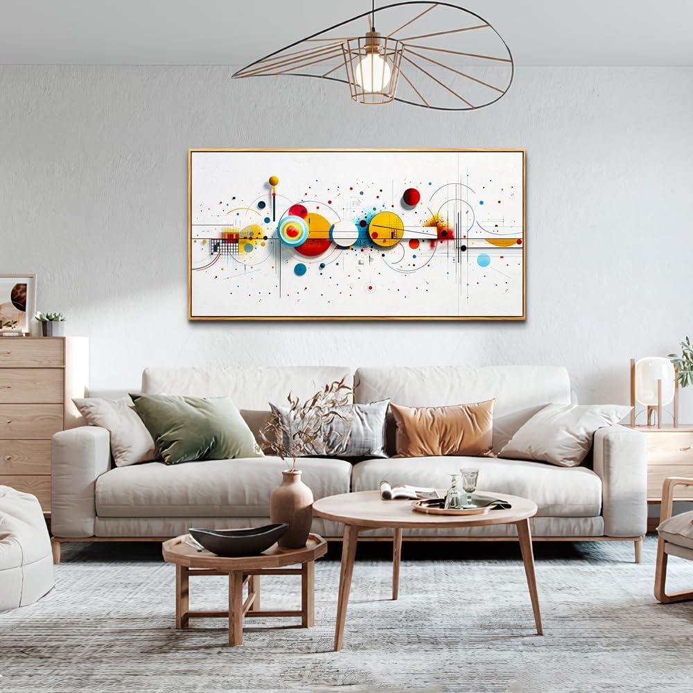 KELIYUAN Large Canvas Wall Decor For Living Room Wall Art For Bedroom Office Murals Abstract geometric drawing Artwork For Modern Stretched and Framed Beach Posters Home Decor Aesthetics 24"X48"