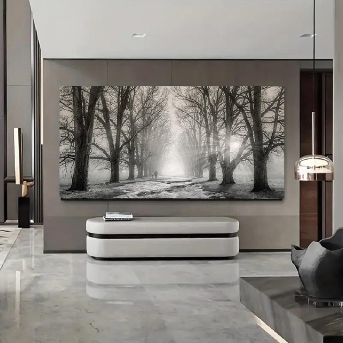 Bamdeya Large Pictures for Bedroom Wall Decor Black and White Wall Art Forest Wall Pictures Tree Canvas Prints Art Landscape Painting Wall Art Living Room Kitchen Office Decor Home Decorations