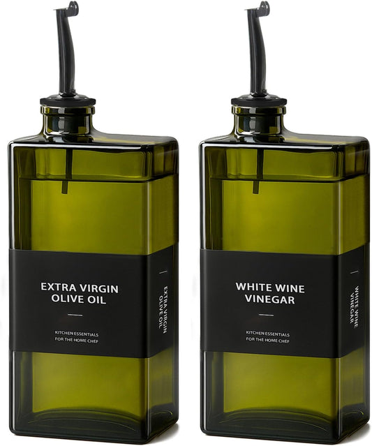 Olive Oil Dispenser Bottle for Kitchen- 16.9oz Oil Bottles UV Protection, Oil and Vinegar Dispenser Set, Drip-Free Pourer, Elegant Kitchen Essential- 16.9oz, Set of 2