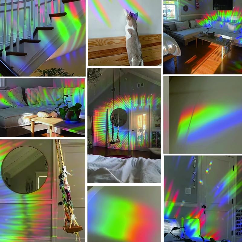 14pcs Window Decals for Bird Strikes, Anti Collision Window Clings, Rainbow Reflection Window Sticker, Maple Leaf Style Sun Catcher Stickers for Glass Windows