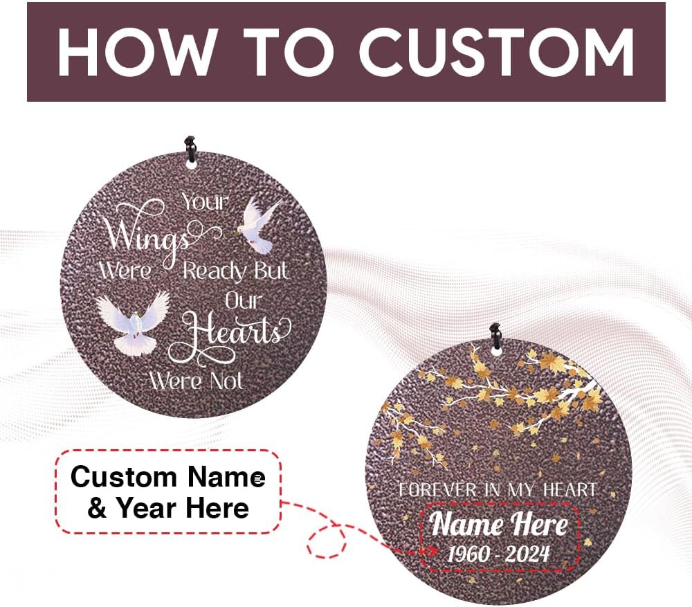 Sympathy Wind Chimes Personalized, Love Doves Wind Chimes for Loss of Loved Dad/Mom, Memorial Gifts Wind Chime for Funeral, in Loving Memory of Husband/Wife, Garden Outdoor Decor (36inch)